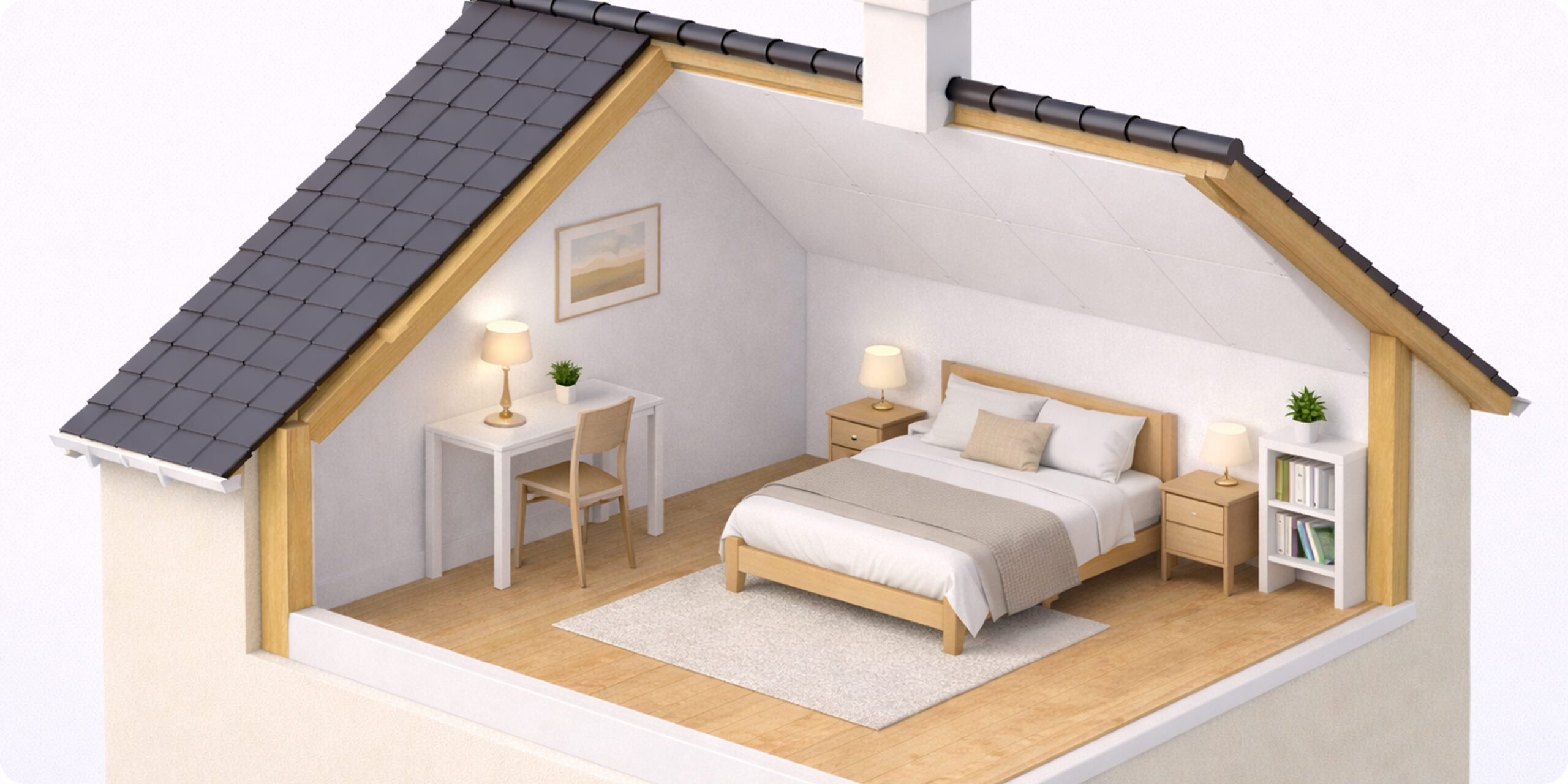 illustration 3D des combles aménageables d'une maison